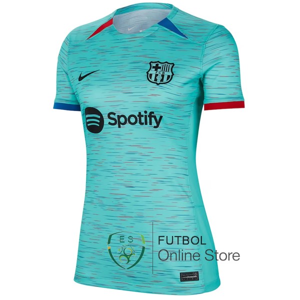 Camiseta Mujer Barcelona Azul Verde 2023/2024 Segunda