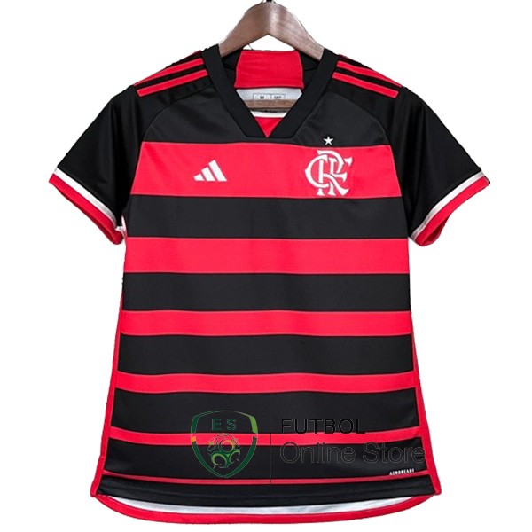 Camiseta Mujer Flamengo Rojo Negro 2024/2025 Primera