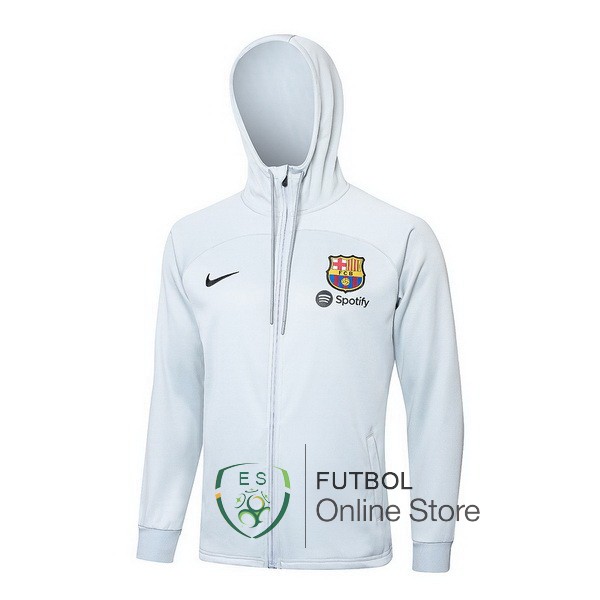 Chaqueta Con Capucha Barcelona Gris Claro 2023/2024