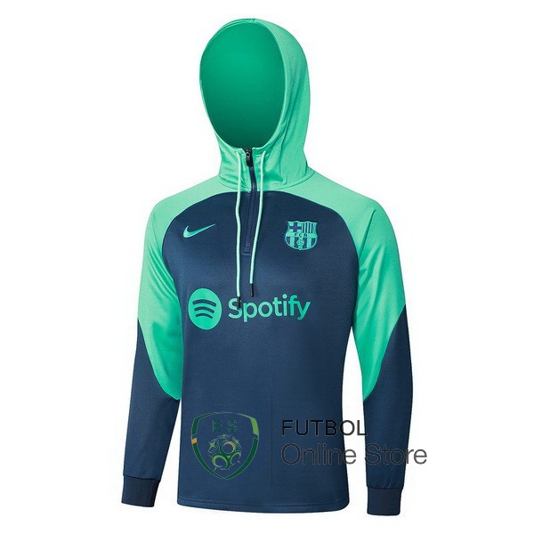 Chaqueta Con Capucha Barcelona Verde Azul 2023/2024