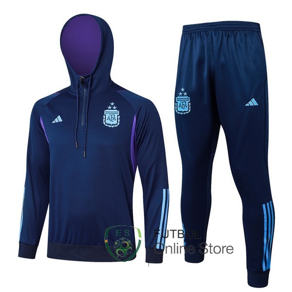 Conjunto Completo Chaqueta Con Capucha Argentina Azul Marino 2023