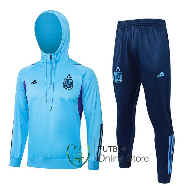 Conjunto Completo Chaqueta Con Capucha Ninos Argentina Azul 2023