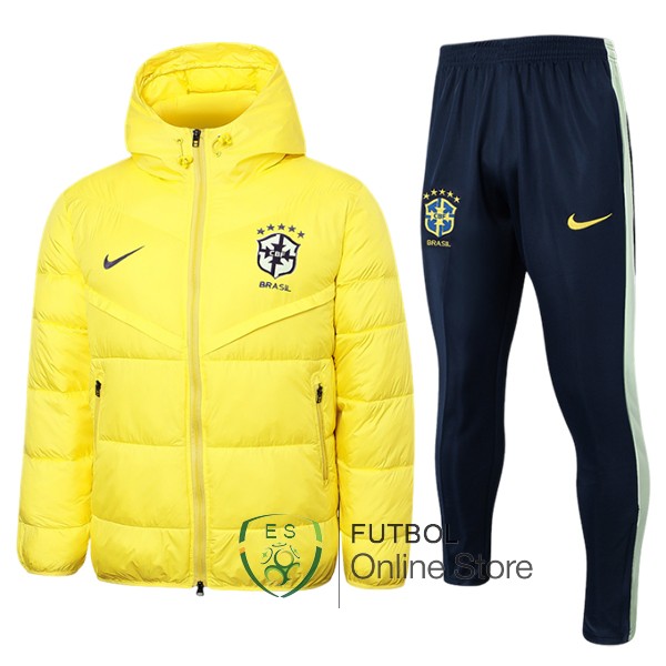 Conjunto Completo Chaqueta De Algodn Brasil Amarillo Negro 2023