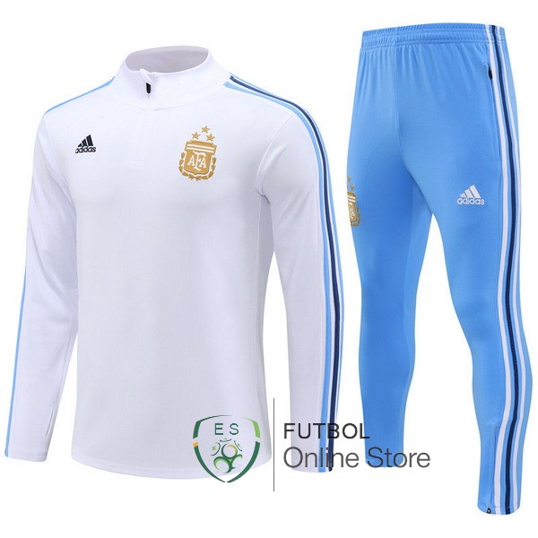 Conjunto Completo Sudadera Entrenamiento Argentina Blanco Azul 2023