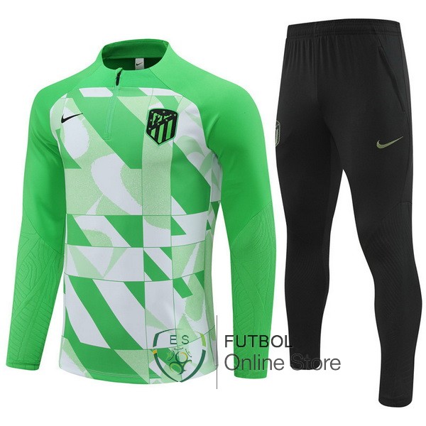 Conjunto Completo Sudadera Entrenamiento Atletico Madrid Verde Negro 2023/2024