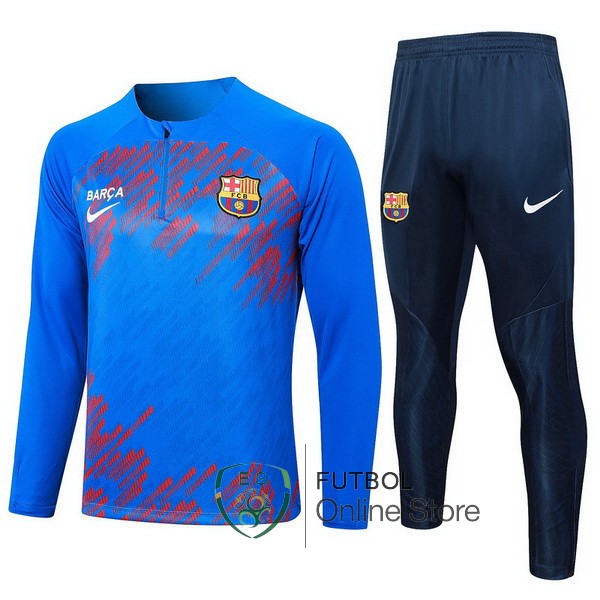 Conjunto Completo Sudadera Entrenamiento Barcelona Azul Rojo 2023/2024