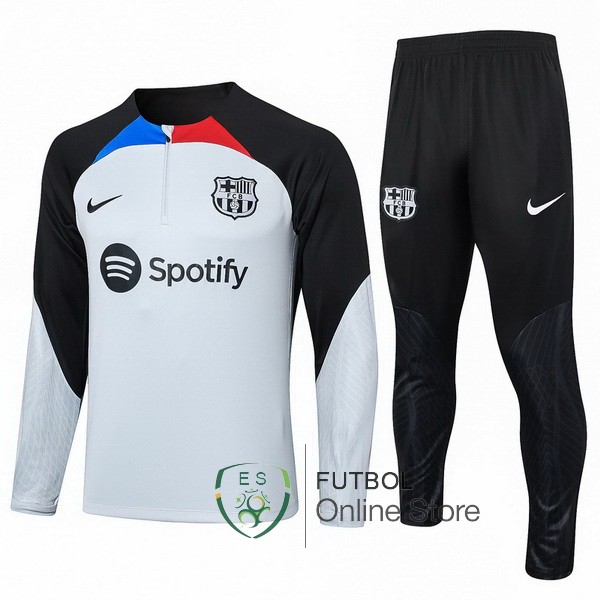 Conjunto Completo Sudadera Entrenamiento Barcelona Gris Negro 2023/2024