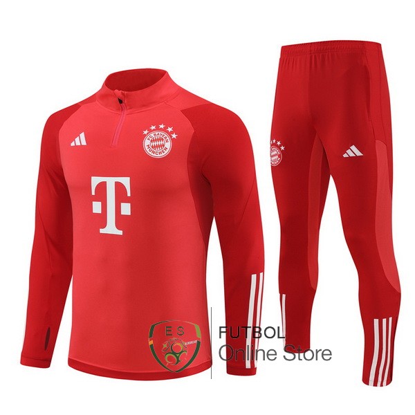 Conjunto Completo Sudadera Entrenamiento Bayern Munich Rojo Blanco 2023/2024