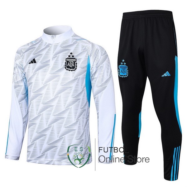 Conjunto Completo Sudadera Entrenamiento Ninos Argentina Blanco Azul Negro 2023