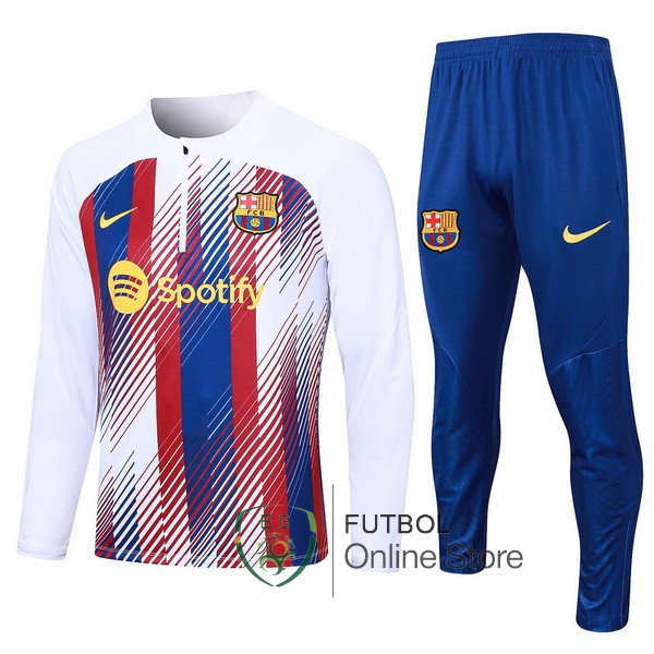 Conjunto Completo Sudadera Entrenamiento Ninos Barcelona Blanco Rojo Azul 2023/2024