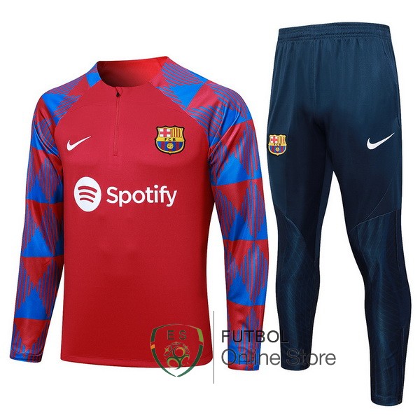 Conjunto Completo Sudadera Entrenamiento Ninos Barcelona Rojo Azul 2023/2024