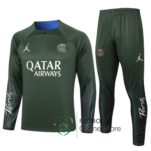 Conjunto Completo Sudadera Entrenamiento Nnos Paris Saint Germain Verde 2023/2024