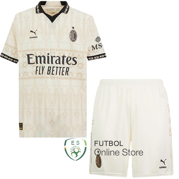 Conjunto De Ninos AC Milan Amarillo 2023/2024 Cuarta