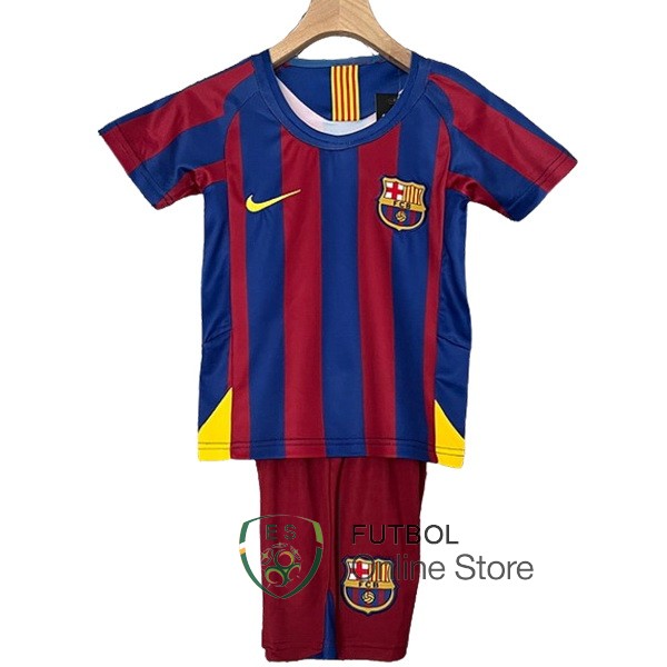 Conjunto De Ninos Barcelona Retro Rojo Azul 2005/2006 Primera