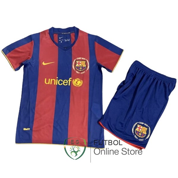 Conjunto De Ninos Barcelona Retro Rojo Azul 2007/2008 Primera