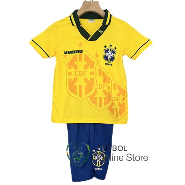 Conjunto De Ninos Brasil Retro Amarillo 1994 Primera