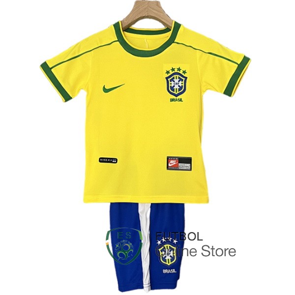 Conjunto De Ninos Brasil Retro Amarillo 1998 Primera