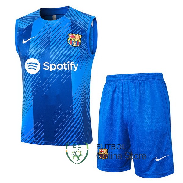 Entrenamiento Sin Mangas Conjunto Completo Barcelona Azul Blanco 2023/2024