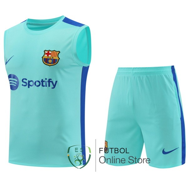 Entrenamiento Sin Mangas Conjunto Completo Barcelona Azul Verde 2023/2024