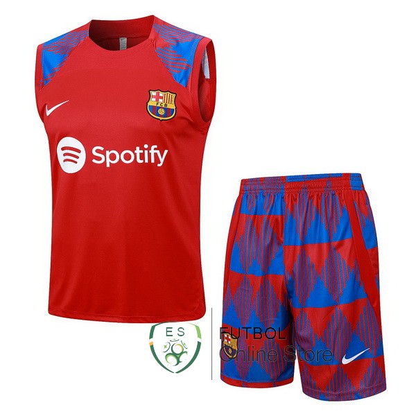 Entrenamiento Sin Mangas Conjunto Completo Barcelona Rojo Azul 2023/2024