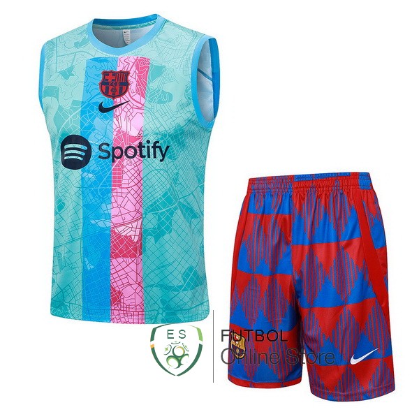 Entrenamiento Sin Mangas Conjunto Completo Barcelona Verde Rosa Rojo 2023/2024