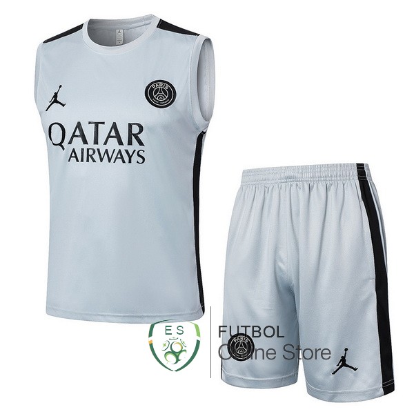 Entrenamiento Sin Mangas Conjunto Completo Paris Saint Germain Gris Claro 2023/2024