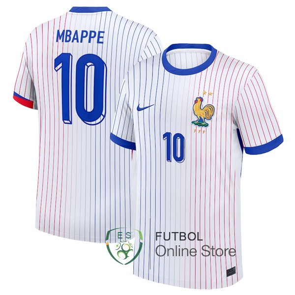 NO.10 Mbappe Tailandia Camiseta Francia Blanco 2024 Segunda