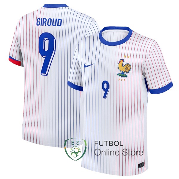 NO.9 Giroud Tailandia Camiseta Francia Blanco 2024 Segunda