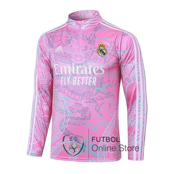 Ropa Deportiva Con Cremallera Larga Real Madrid Rosa Blanco 2023/2024