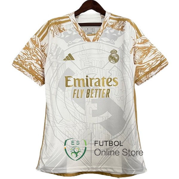 Tailandia Especial Camiseta Real Madrid Amarillo Blanco 2023/2024