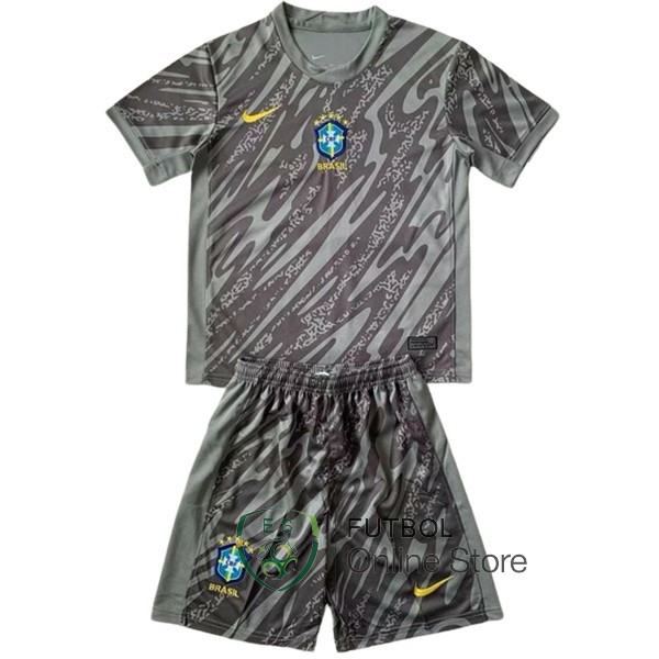 Camiseta Del Conjunto Completo Brasil Ninos Portero 2024 Gris