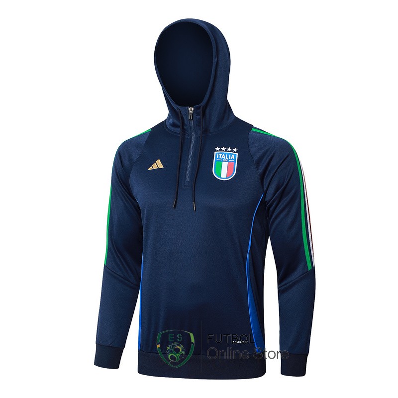 Chaqueta Con Capucha Italia 2024 Azul Marino