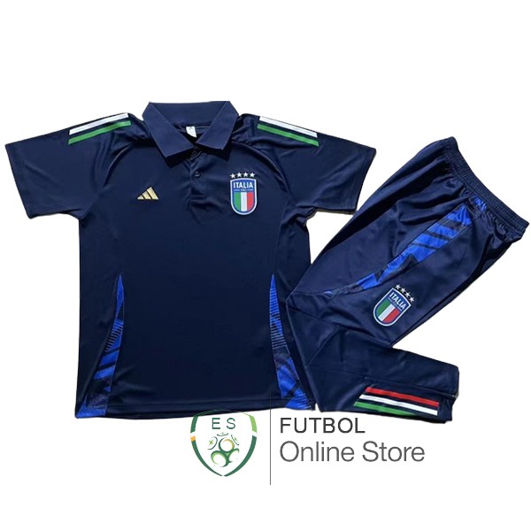 Conjunto Completo Polo Italia 2024 Azul Marino