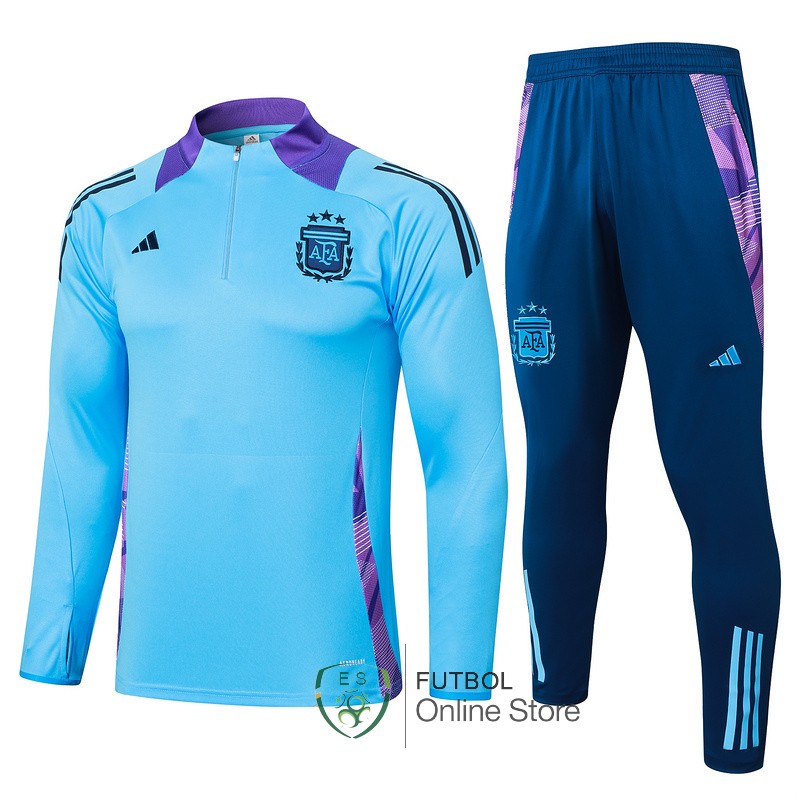 Conjunto Completo Sudadera Entrenamiento Argentina 2024 Azul Purpura