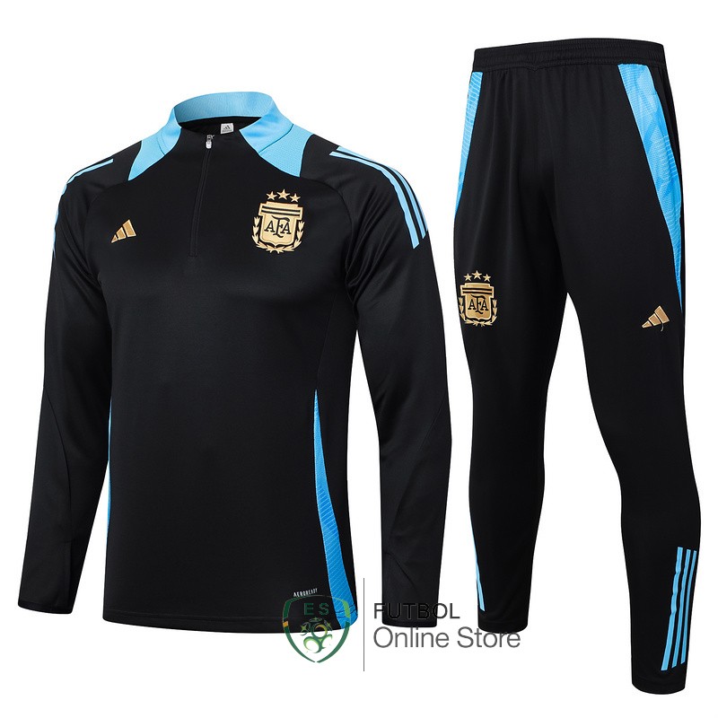 Conjunto Completo Sudadera Entrenamiento Argentina 2024 Negro Azul