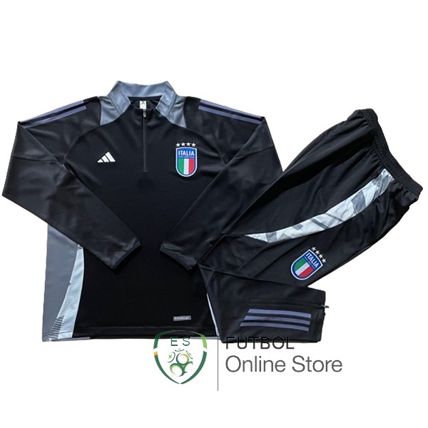 Conjunto Completo Sudadera Entrenamiento Italia 2024 Negro Gris