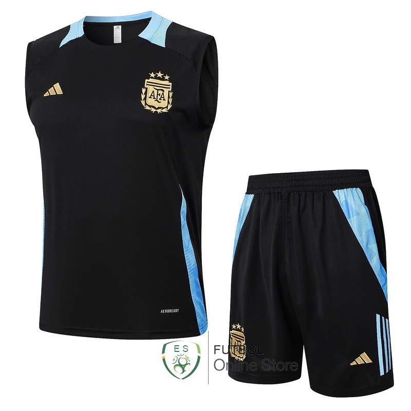 Entrenamiento Sin Mangas Conjunto Completo Argentina 2024 Negro Azul