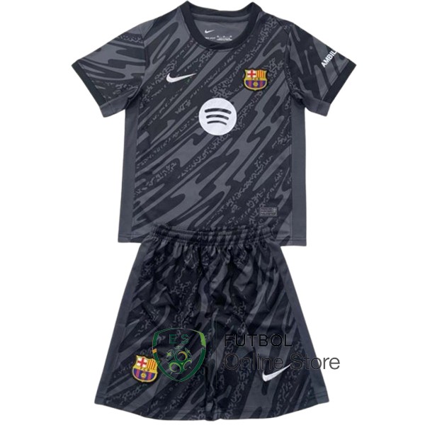 Camiseta Barcelona Conjunto Completo Ninos 24/2025 Portero Negro