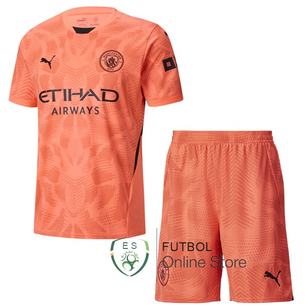 Camiseta Manchester City Conjunto Completo Ninos 24/2025 Portero Naranja