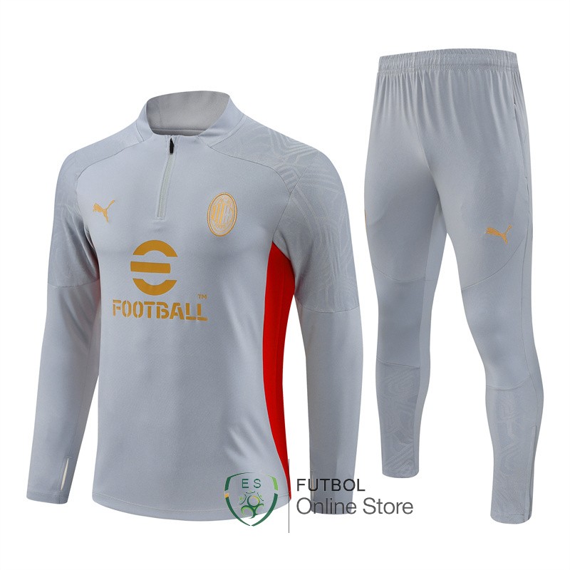 Entrenamiento Conjunto Completo Ninos AC Milan 24/2025 Gris