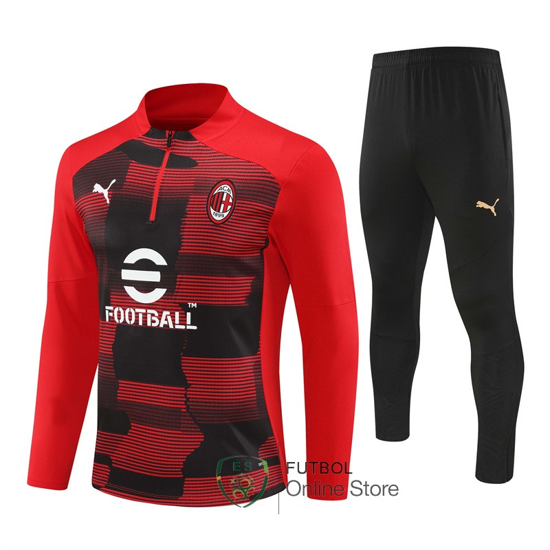 Entrenamiento Conjunto Completo Ninos AC Milan 24/2025 Rojo Negro