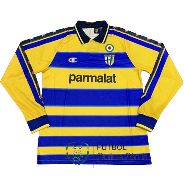 Retro Camiseta Parma Manga Larga 1999 2000 Primera Azul Amarillo